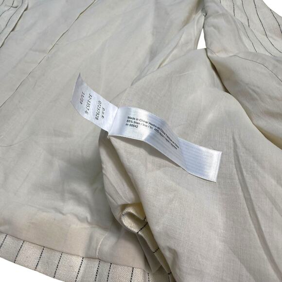NWT ELOQUII Linen Womens Split Hem Suiting Vest In Pinstripe Ivory Sz 14 Large - Picture 9 of 10